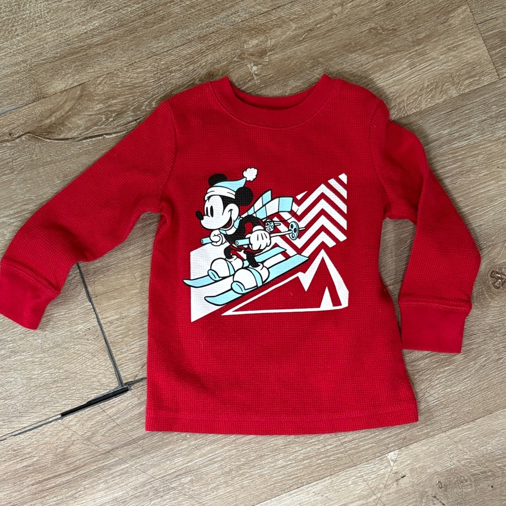 Disney Red Long Sleeve Kids Tee with Mickey Design